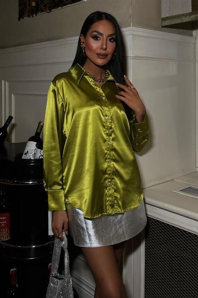 Sobe Istanbul Premium Satin Shirt Pistachio Green Wholesale Clothing Formal