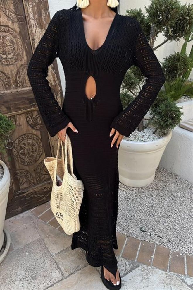 Sobe Istanbul فستان مخرم بفتحة رقبة على البطن ملابس بالجملة صيف