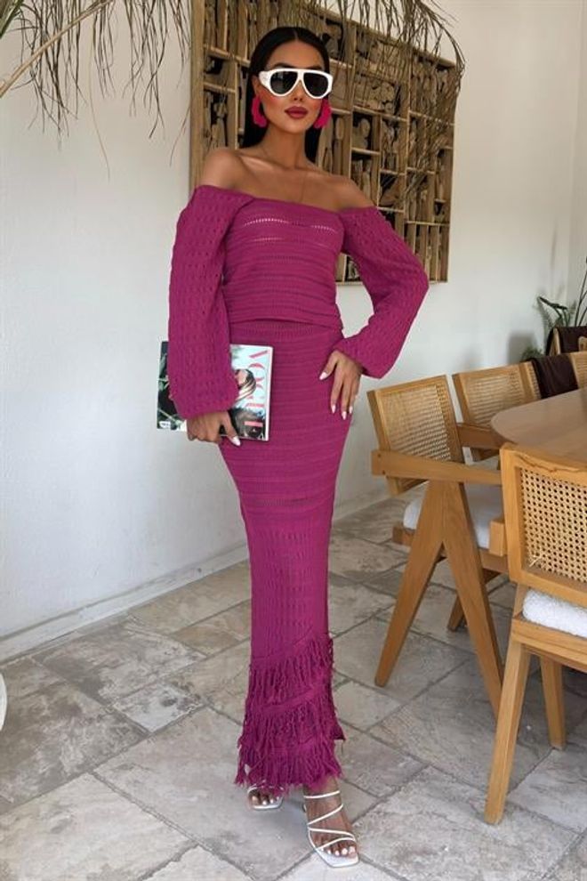 Sobe Istanbul Watermelon Sleeve Ethnic Knitwear Suit Purple Wholesale Clothing Casual