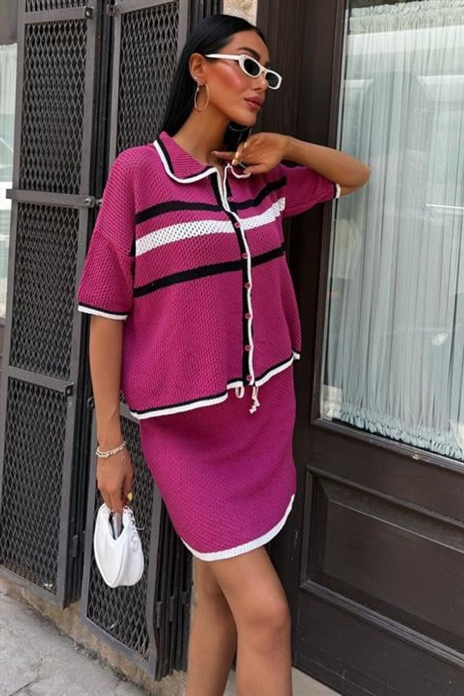 Sobe Istanbul Suknja S Ovratnikom Košulje Pleteno Odijelo Veleprodaja odjeće Proljeće