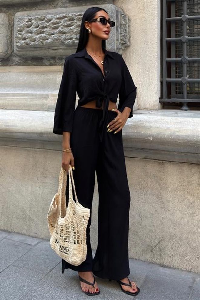 Sobe Istanbul Ayrobin Anzug Mit Bindehemd Und Schlitzhose Großhandelskleidung Lässig