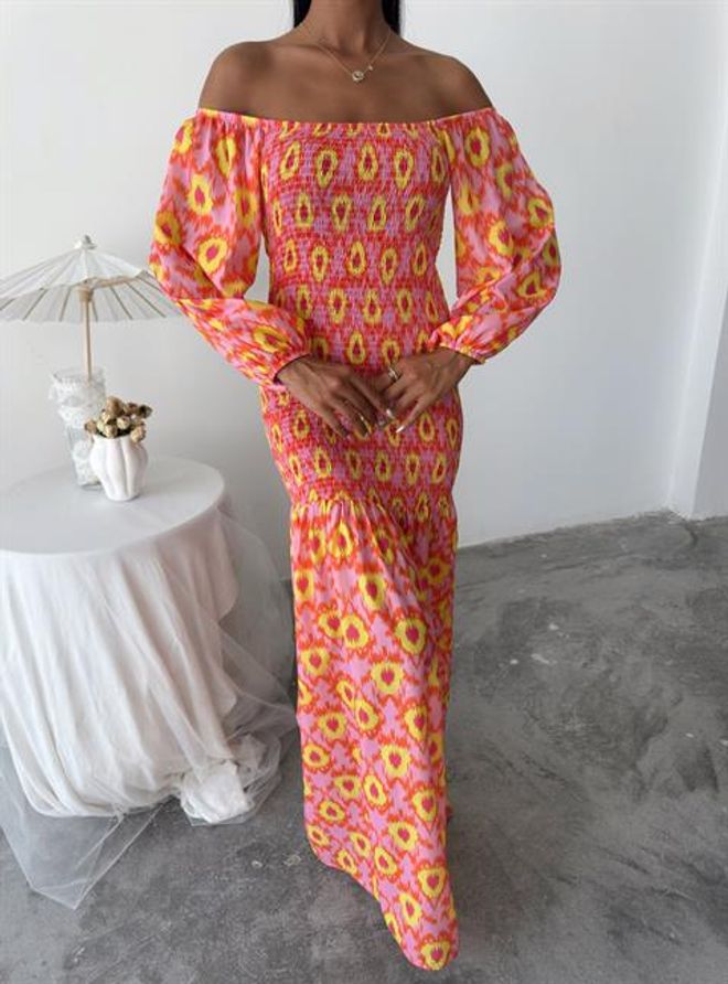 Sobe Istanbul Vestido Estampado Detalhado Madonna Collar Gipe Roupas por atacado 12