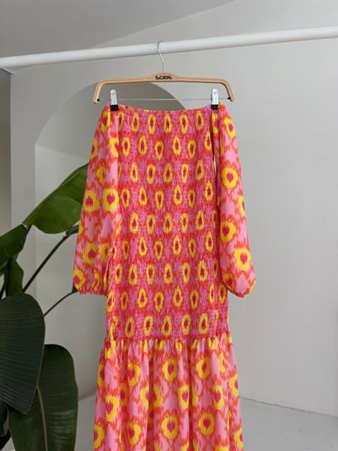 Sobe Istanbul Vestido Estampado Detalhado Madonna Collar Gipe Roupas por atacado 15