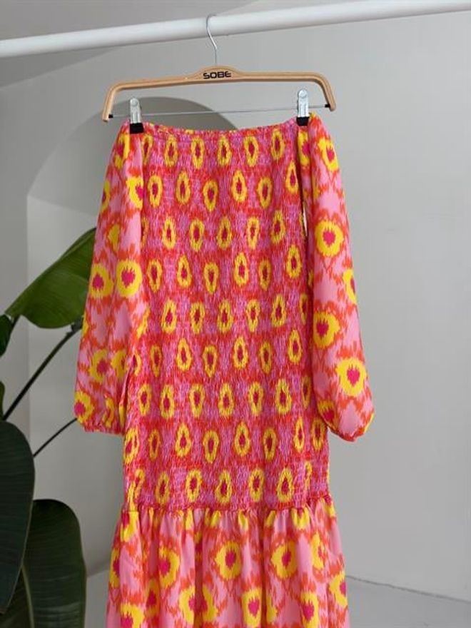 Sobe Istanbul Vestido Estampado Detalhado Madonna Collar Gipe Roupas por atacado 18