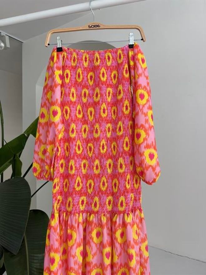 Sobe Istanbul Vestido Estampado Detalhado Madonna Collar Gipe Roupas por atacado 17