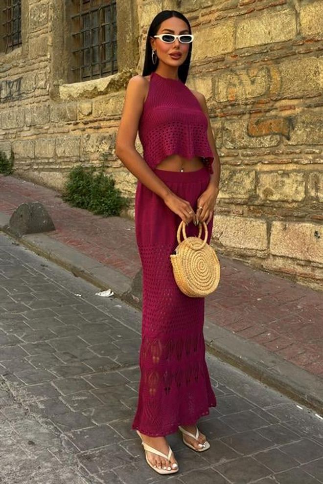 Sobe Istanbul Conjunto Openwork Com Decote Traseiro Roupas por atacado Casual