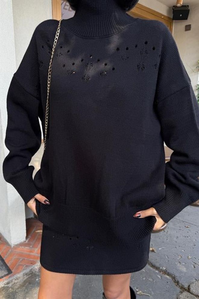 Sobe Istanbul Zwarte Set Met Schildpadnek En Bodycon Mini Rok Groothandel Kleding Herfst