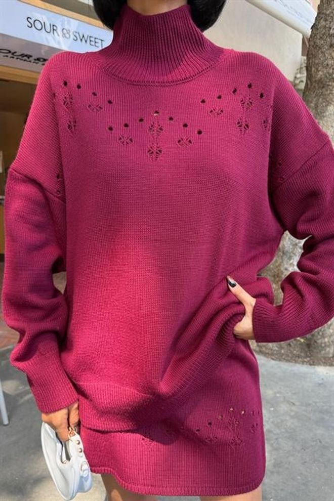 Sobe Istanbul Bordeauxrood Oversized Bodycon Mini Set Groothandel Kleding Herfst