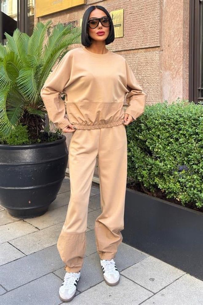 Sobe Istanbul Beżowy Sportowy Casual Komplet Z Joggerami Hurtowa sprzedaż odzieży Casual