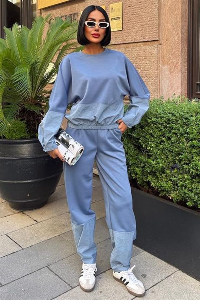 Sobe Istanbul جلس أزرق بلوك ألوان كاجوال رياضي ملابس بالجملة غير رسمي