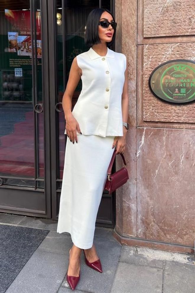 Sobe Istanbul Elegant White Set With Pencil Skirt Wholesale Clothing Spring