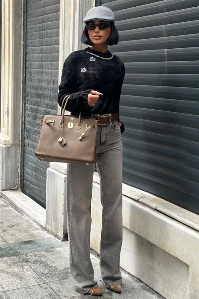 Sobe Istanbul Camisola Preto Casual Elegante Manga Comprida Decote Crew Roupas por atacado Casual