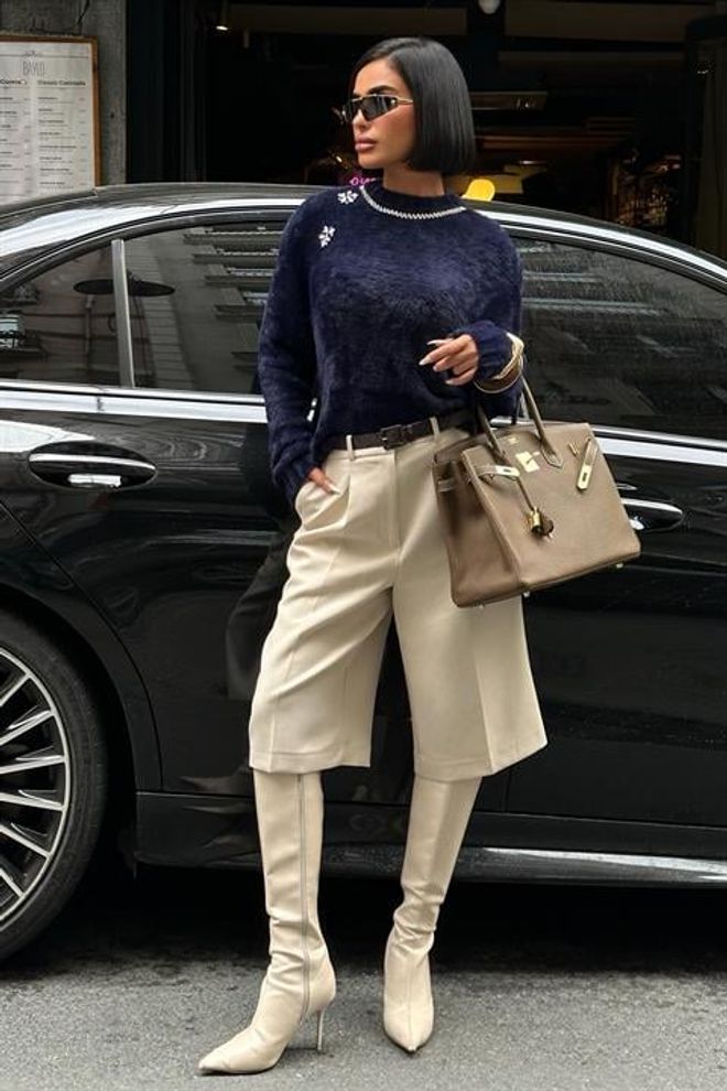 Sobe Istanbul Pullover Marineblau Elegant Lässig Glam Jahrgang Retro Großhandelskleidung Lässig