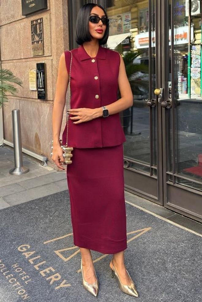 Sobe Istanbul Claret Red Elegant Formal Set Wholesale Clothing 5