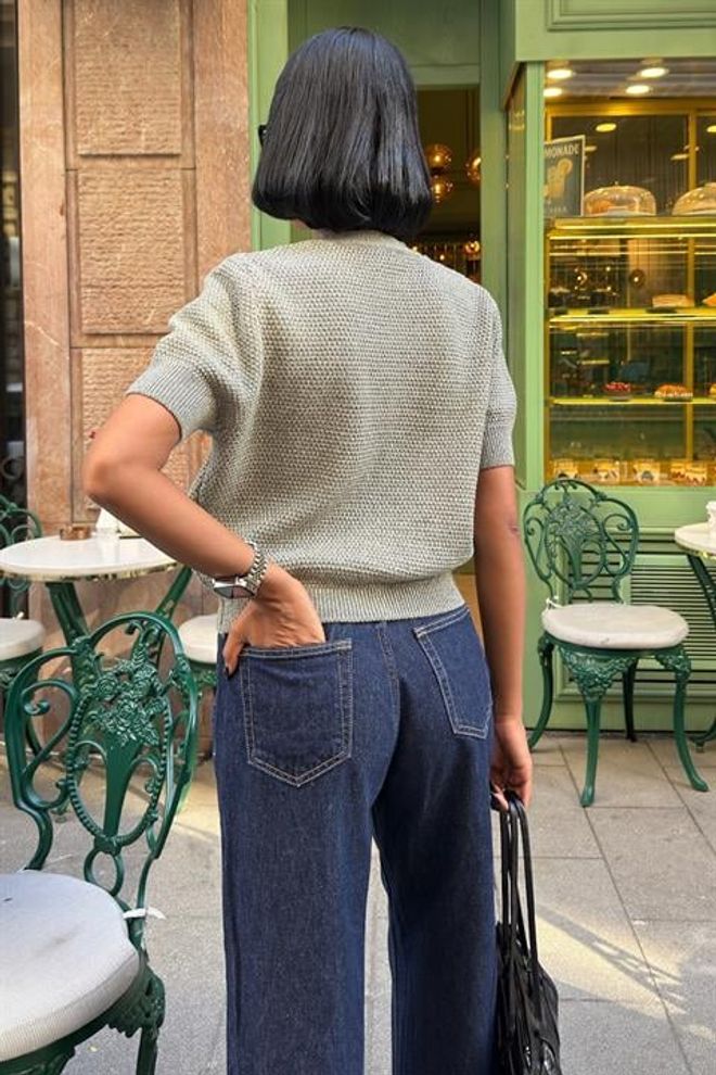 Sobe Istanbul Grey Cardigan With V Neck And Button Closure Wholesale Clothing Work