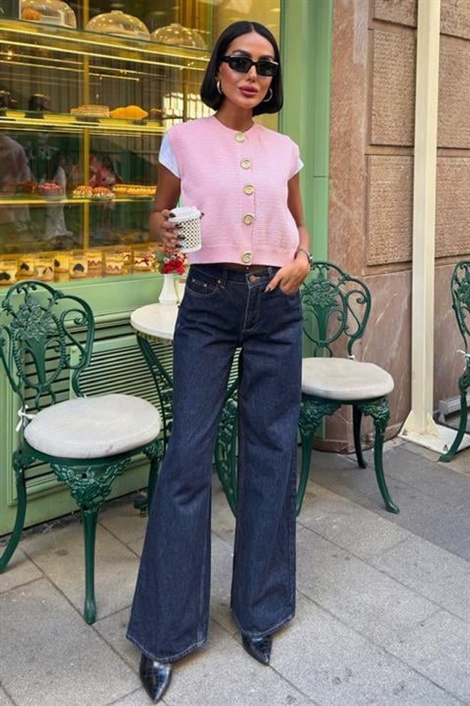 Sobe Istanbul Pink Casual Buttoned Crop Vest Wholesale Clothing 1