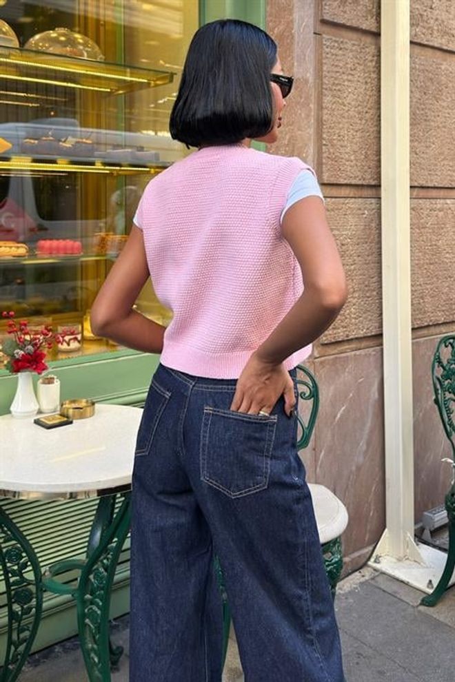 Sobe Istanbul Pink Casual Buttoned Crop Vest Wholesale Clothing 5