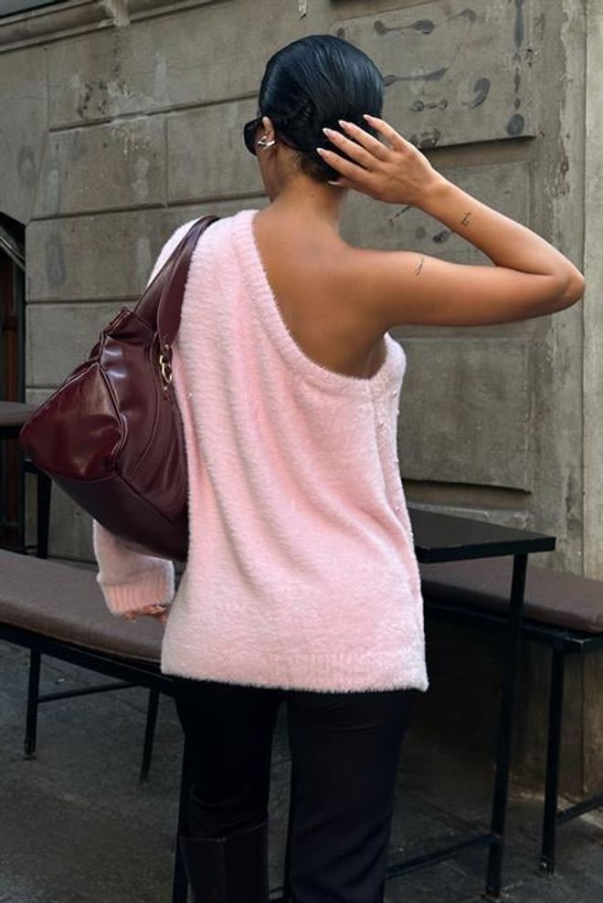 Sobe Istanbul Pull Over Rose Ajusté À Encolure Asymétrique Vêtements en gros Sexy