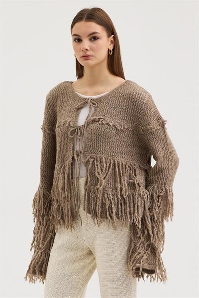 Sobe Istanbul Castanho Casaco De Malha Boho Casual Vintage Elegante Roupa De Rua Retro Roupas por atacado Casual