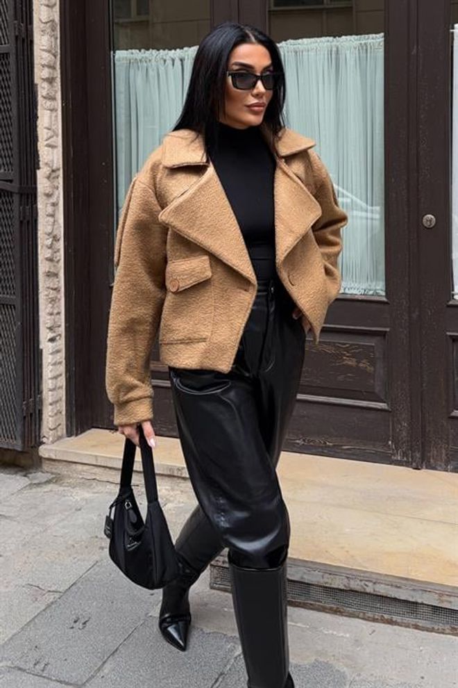 Sobe Istanbul Βασικό Κοντό Παλτό Με Υφή Χονδρικό εμπόριο ενδυμάτων 0