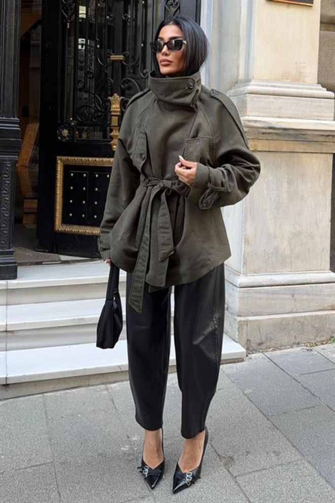 Sobe Istanbul Chaqueta Caqui De Sobrecamisa Con Cuello Alto Ropa al por mayor Casual