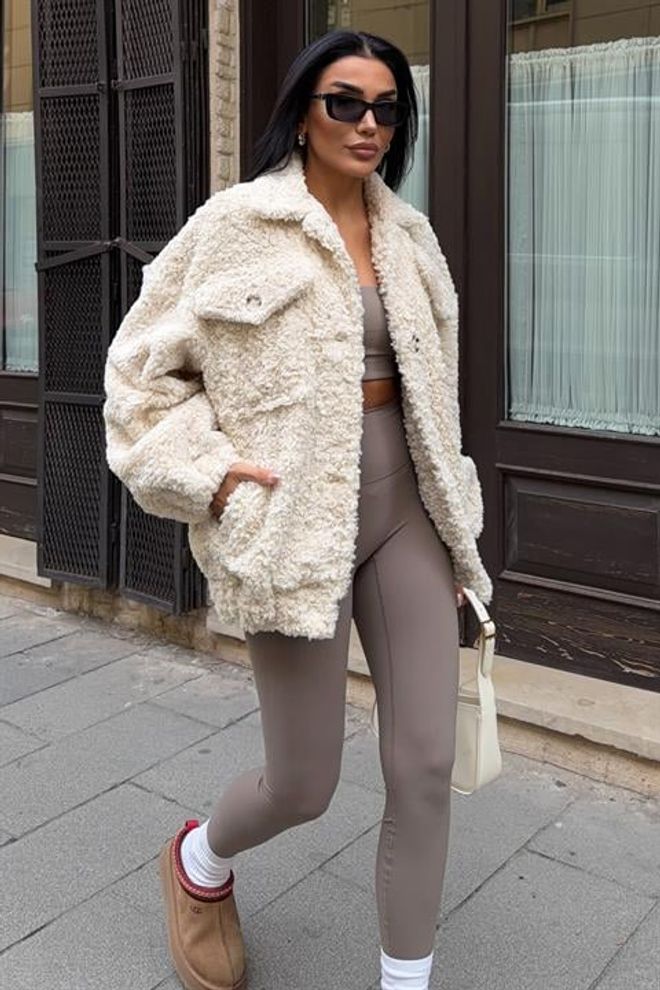 Sobe Istanbul Beige Oversized Fit Casual Streetwear Jacket Wholesale Clothing 1