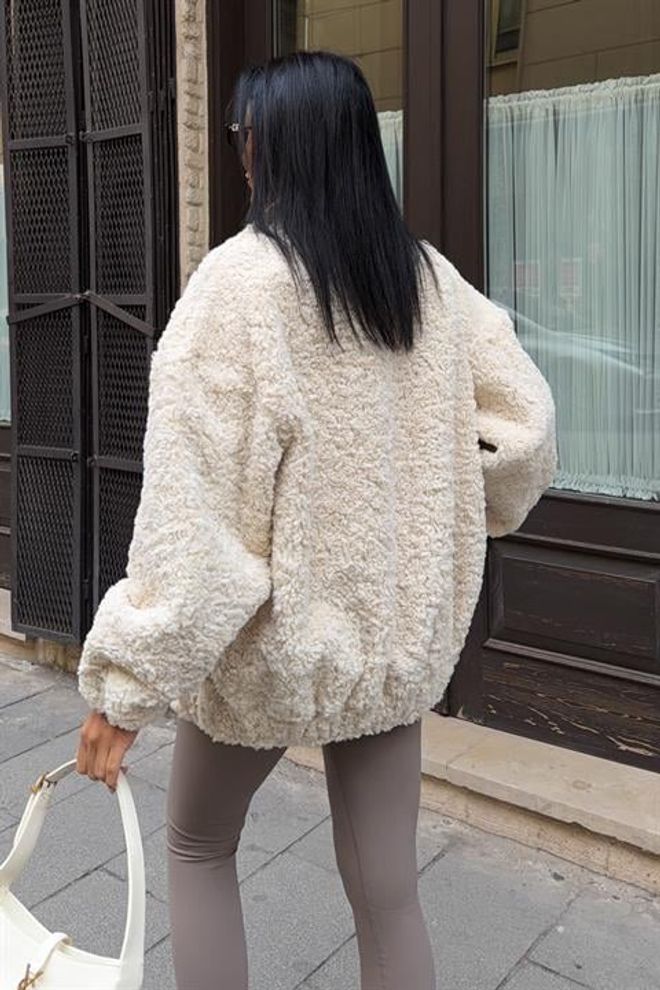 Sobe Istanbul Beige Oversized Fit Casual Streetwear Jacket Wholesale Clothing Work