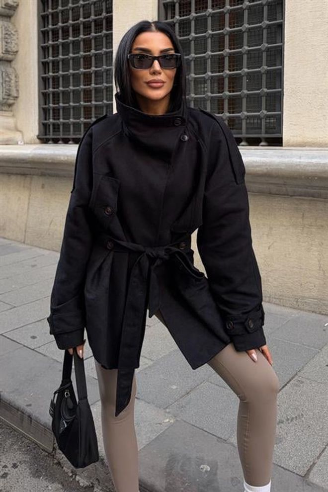 Sobe Istanbul Chaqueta Blazer Entallada Negra De Un Solo Pecho Ropa al por mayor Otoño