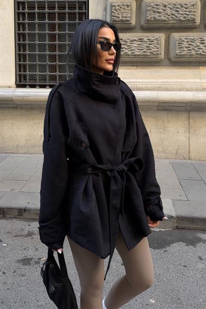 Sobe Istanbul Chaqueta Blazer Entallada Negra De Un Solo Pecho Ropa al por mayor 5