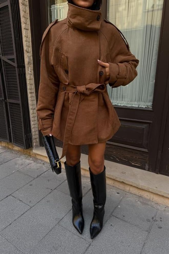 Sobe Istanbul Chaqueta Envolvente Elegante Marrón Ropa al por mayor Otoño