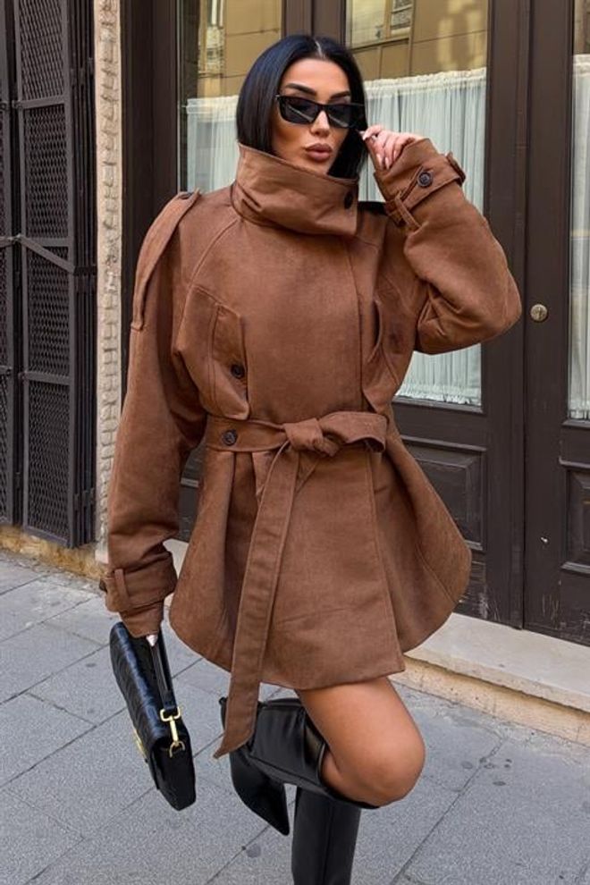 Sobe Istanbul Chaqueta Envolvente Elegante Marrón Ropa al por mayor 1