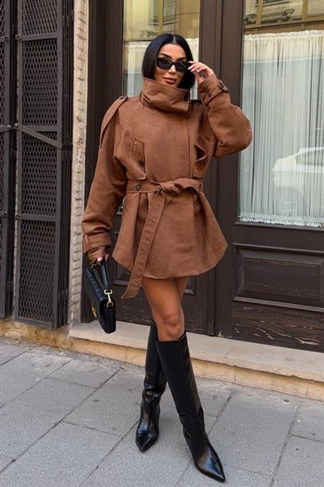 Sobe Istanbul Chaqueta Envolvente Elegante Marrón Ropa al por mayor Casual