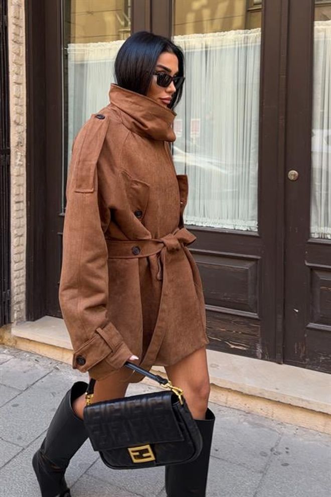 Sobe Istanbul Chaqueta Envolvente Elegante Marrón Ropa al por mayor Trabajo