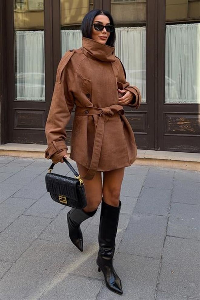 Sobe Istanbul Chaqueta Envolvente Elegante Marrón Ropa al por mayor Sexy