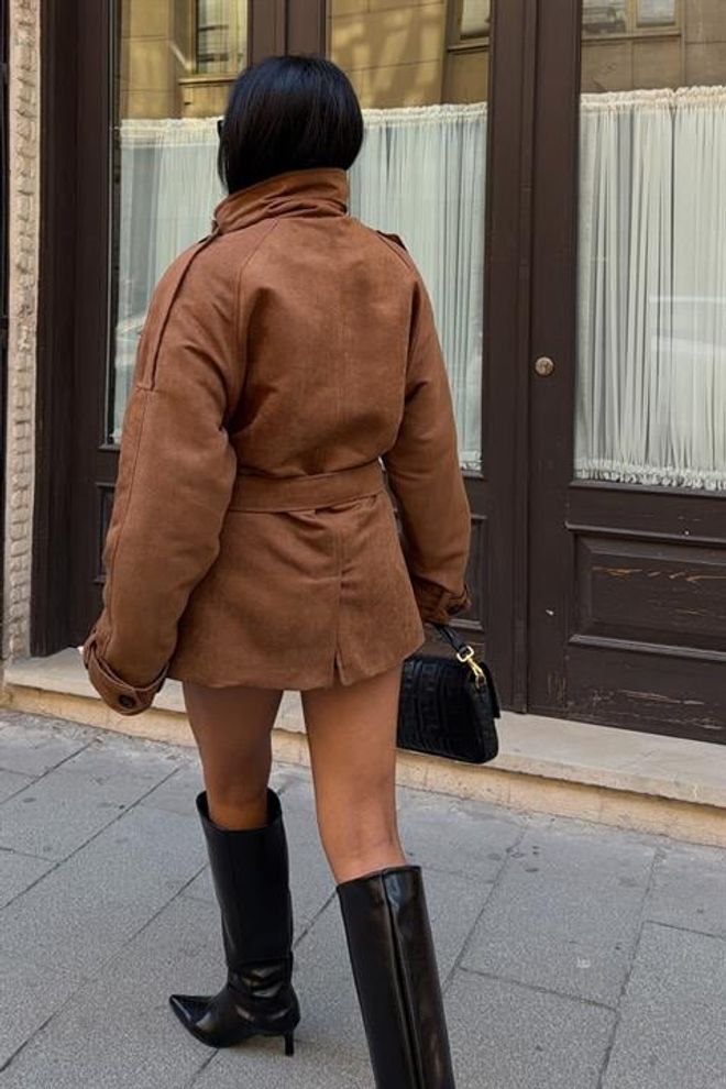 Sobe Istanbul Chaqueta Envolvente Elegante Marrón Ropa al por mayor Cumpleaños