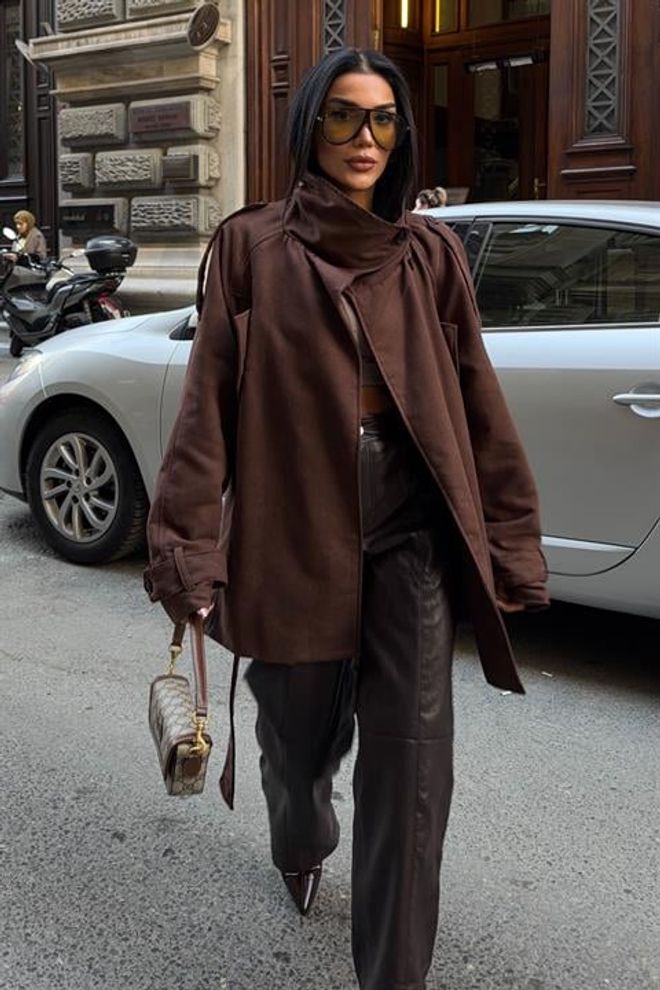 Sobe Istanbul Hnedá Voľný Strih Košeľová Bunda Veľkoobchod s oblečením Vintage