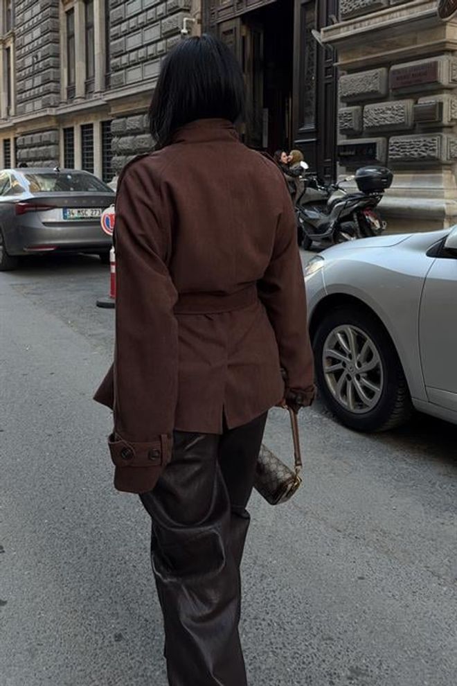 Sobe Istanbul Hnedá Voľný Strih Košeľová Bunda Veľkoobchod s oblečením Narodeniny