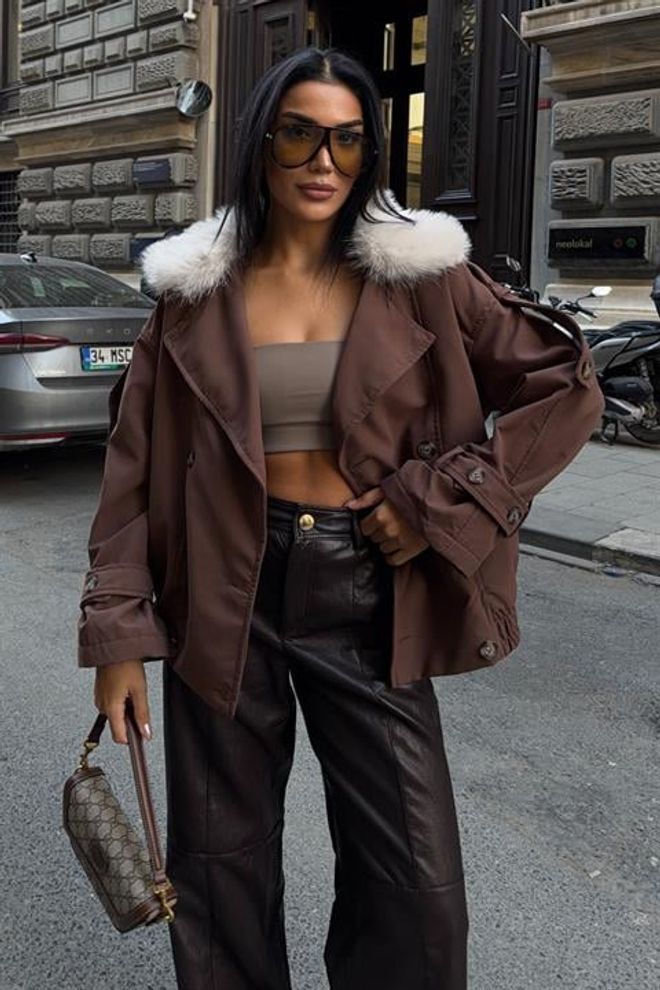 Sobe Istanbul Brązowa Marynarka Jednorzędowa Kurtka Hurtowa sprzedaż odzieży Casual