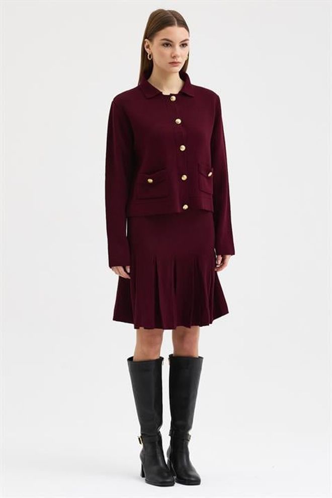 Sobe Istanbul Claret Red Formal Elegant Vintage Set Wholesale Clothing Casual