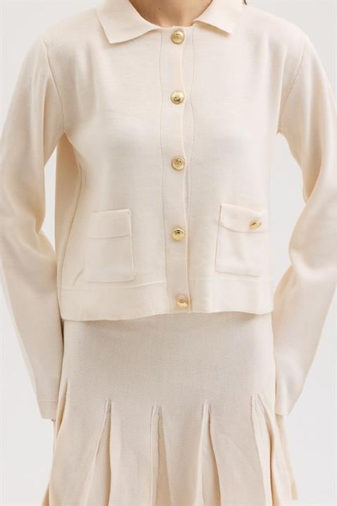 Sobe Istanbul Beige Pleated Skort Set With Long Sleeves Wholesale Clothing Birthday