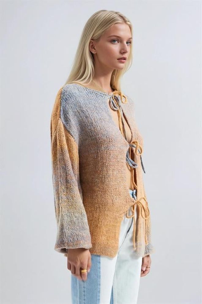 Sobe Istanbul Brown Casual Oversized Tie Cardigan Wholesale Clothing Lounge