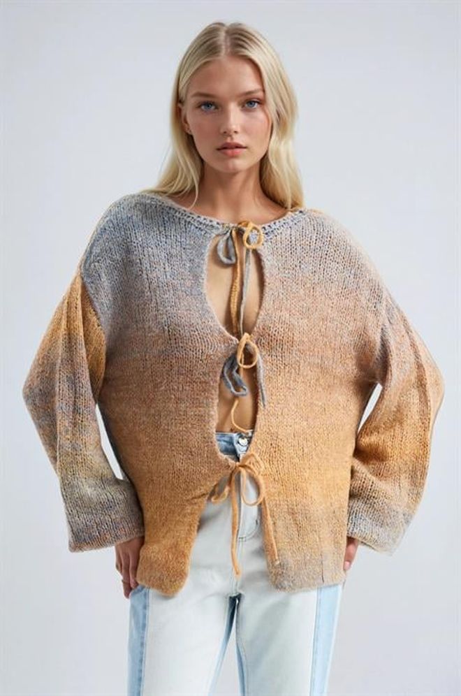 Sobe Istanbul Rjava Casual Oversized Jopica S Kravato Oblačila na debelo Ležerno