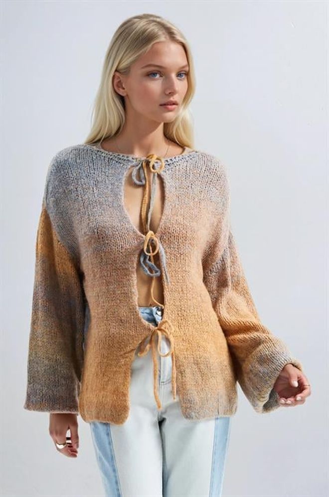 Sobe Istanbul Brown Casual Oversized Tie Cardigan Wholesale Clothing Boho