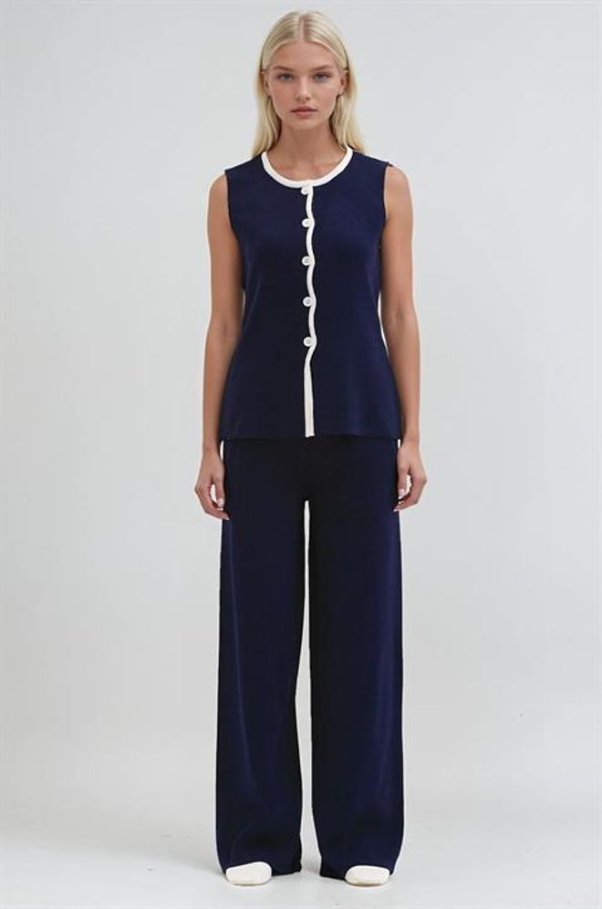 Sobe Istanbul Поставил Элегантный Повседневный Темно синий Оптовая продажа одежды Повседневный