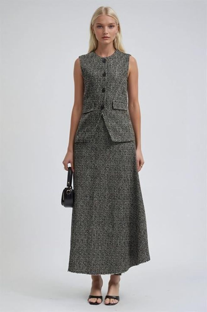 Sobe Istanbul Conjunto Formal Elegante Línea A Maxi Negro Ropa al por mayor Modesto