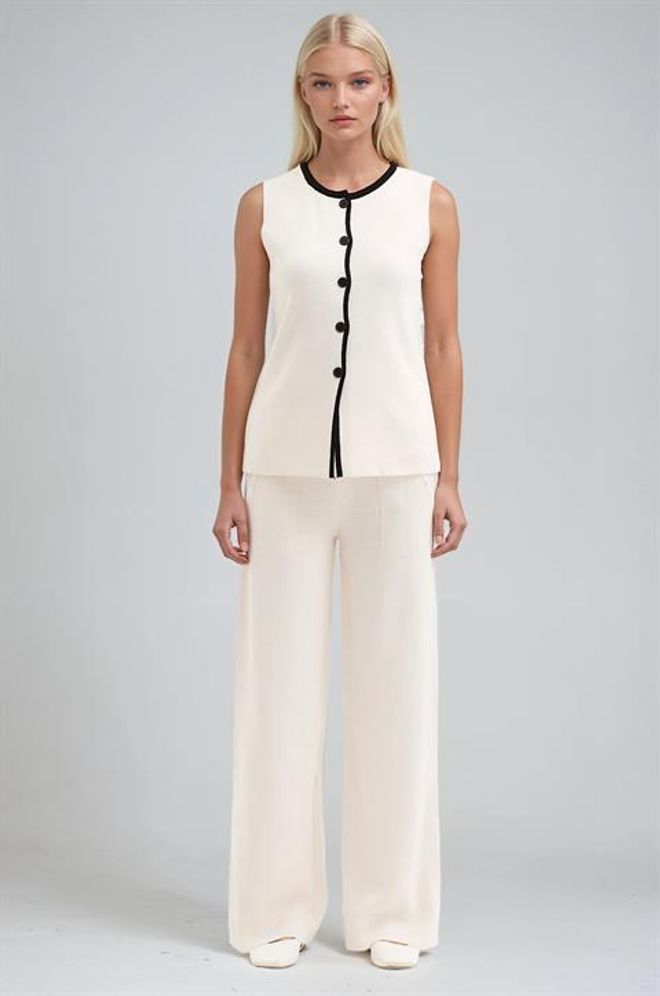 Sobe Istanbul Поставил Экрю Повседневный Элегантный Палаццо Оптовая продажа одежды Повседневный