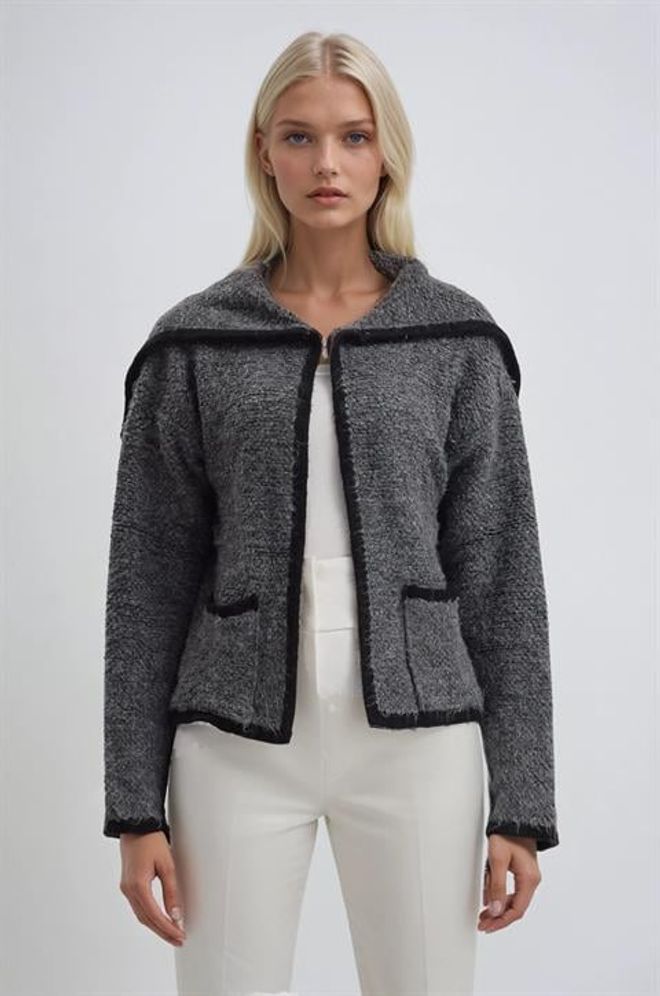 Sobe Istanbul Cardigan Grigio Casuale Elegante Preppy Abbigliamento all'ingrosso Casuale