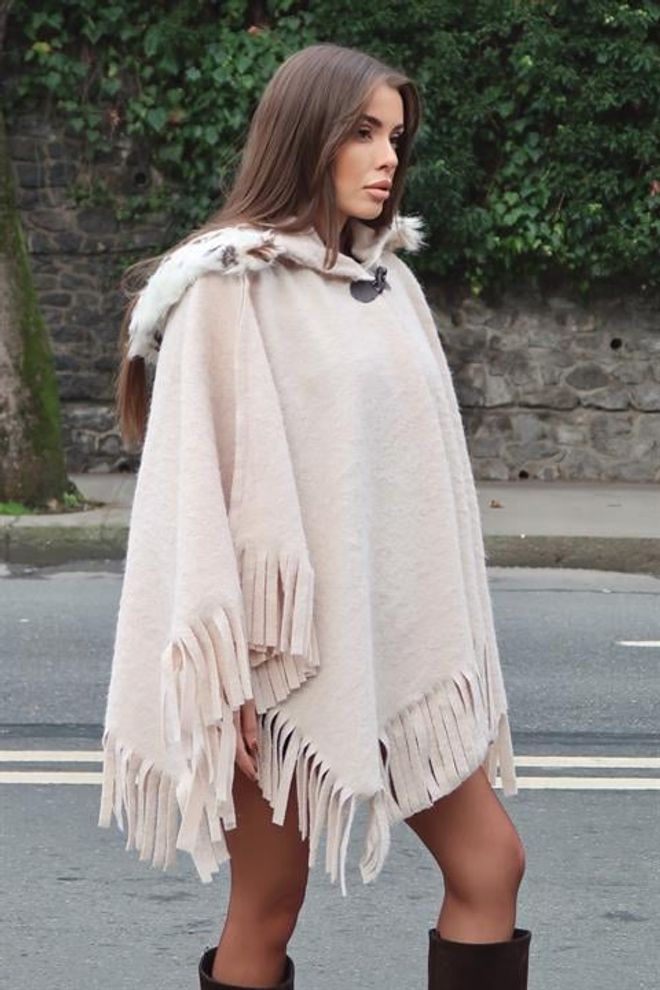Sobe Istanbul Бежово Ежедневно Бохо Елегантно Винтидж Ретро Пончо Дрехи на едро 5