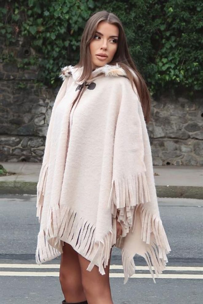 Sobe Istanbul Бежово Ежедневно Бохо Елегантно Винтидж Ретро Пончо Дрехи на едро Свободно време