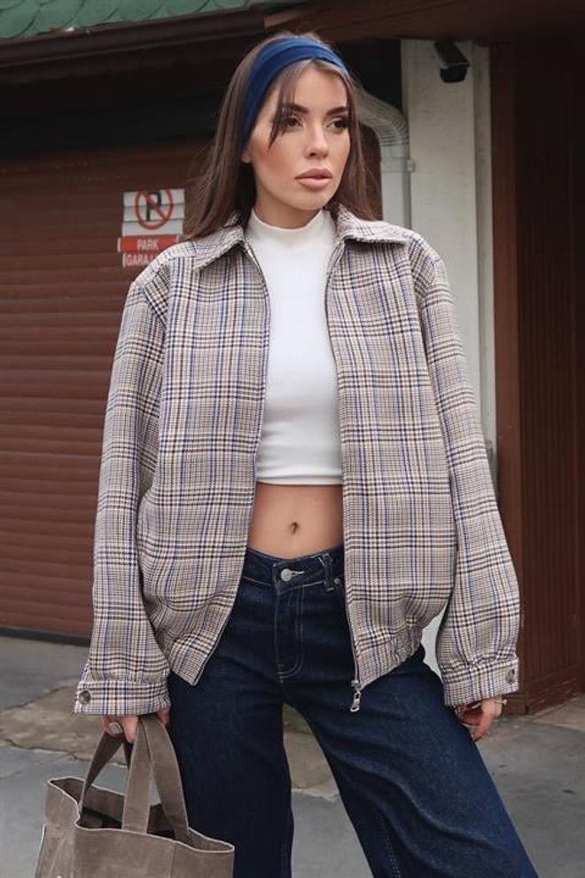 Sobe Istanbul Beżowa Shacket Kurtka Oversize Zamek Błyskawiczny Styl Casual Hurtowa sprzedaż odzieży Casual